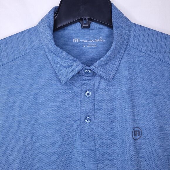 Travis Mathew Polo Shirt Mens Large Blue Heating Up Golf Performance - Picture 1 of 11